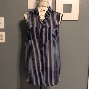 Sleeveless Pinstripe Blouse
